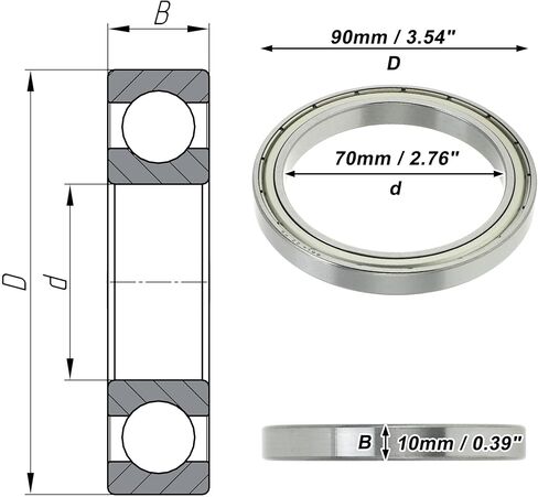 ACROPIX 6814ZZ Deep Groove Ball Bearings P5 70x90x10mm Lubricated Bearings Double Metal Seal Silver Tone Scooter Skateboard Wheel in Saudi Arabia