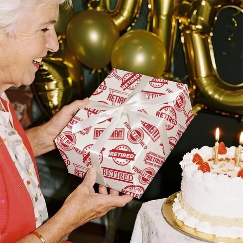 RUSPEPA RETIREMENT RAPP PAPER ROLL للرجال للنساء ، لفة صغيرة ، شارة ختم حمراء التصميم المتقاعد ، التفاف هدية عتيقة لعيد الميلاد ، حفلة تقاعد ، احتفال وداع ، تهانينا ، 17 بوصة × 16.4 قدم in Saudi Arabia