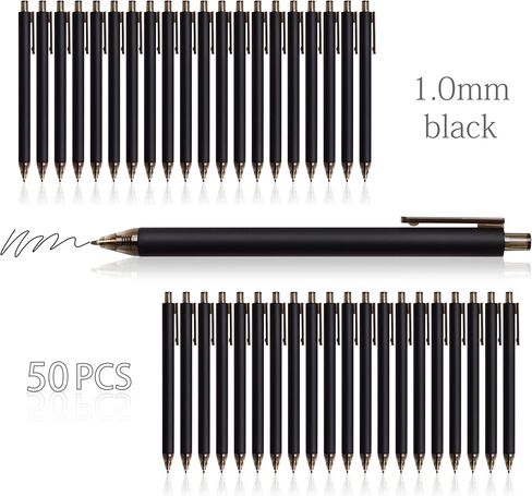 50pack No Bleed Black Barrel Click Pens,Smooth Writing,1000m Writing Capacity,Perfect For Office, Study, Daily Tasks. (Black) in Saudi Arabia