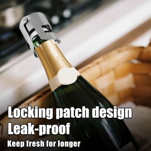 2pcs Champagne Stoppers, Stainless Steel Sparkling Wine Glass Bottle Save Sealer with Locking Clamp Leak-Proof Reusable Champagne Cork for Prosecco Cava Keep Bubbles Fresh in Saudi Arabia