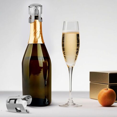 2pcs Champagne Stoppers, Stainless Steel Sparkling Wine Glass Bottle Save Sealer with Locking Clamp Leak-Proof Reusable Champagne Cork for Prosecco Cava Keep Bubbles Fresh in Saudi Arabia