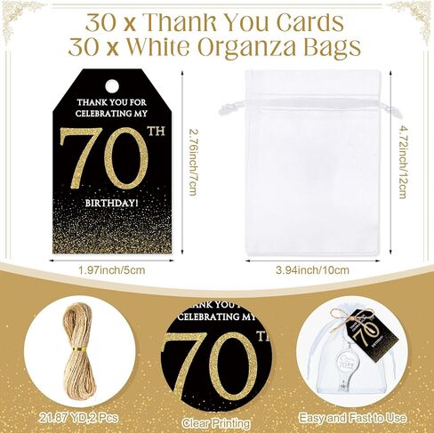 Zeyune 30 Sets 60th Birthday Party Favors للضيوف المباراة الافتتاحية لزجاجة الأظافر Clippers Bulk Bulk Thank You Cards مع أكياس هدايا Organza لأصحاب أعياد الميلاد التذكارية. in Saudi Arabia
