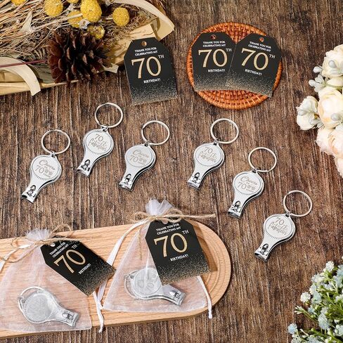 Zeyune 30 Sets 60th Birthday Party Favors للضيوف المباراة الافتتاحية لزجاجة الأظافر Clippers Bulk Bulk Thank You Cards مع أكياس هدايا Organza لأصحاب أعياد الميلاد التذكارية. in Saudi Arabia