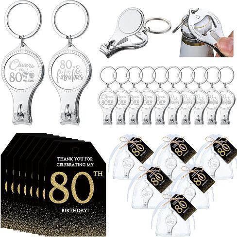 Zeyune 30 Sets 60th Birthday Party Favors للضيوف المباراة الافتتاحية لزجاجة الأظافر Clippers Bulk Bulk Thank You Cards مع أكياس هدايا Organza لأصحاب أعياد الميلاد التذكارية. in Kuwait