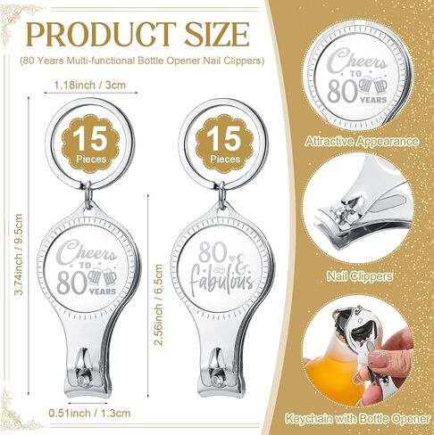 Zeyune 30 Sets 60th Birthday Party Favors للضيوف المباراة الافتتاحية لزجاجة الأظافر Clippers Bulk Bulk Thank You Cards مع أكياس هدايا Organza لأصحاب أعياد الميلاد التذكارية. in Kuwait