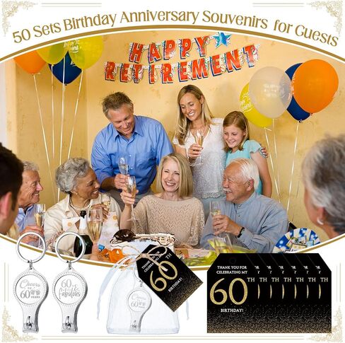 Zeyune 30 Sets 60th Birthday Party Favors للضيوف المباراة الافتتاحية لزجاجة الأظافر Clippers Bulk Bulk Thank You Cards مع أكياس هدايا Organza لأصحاب أعياد الميلاد التذكارية. in Kuwait