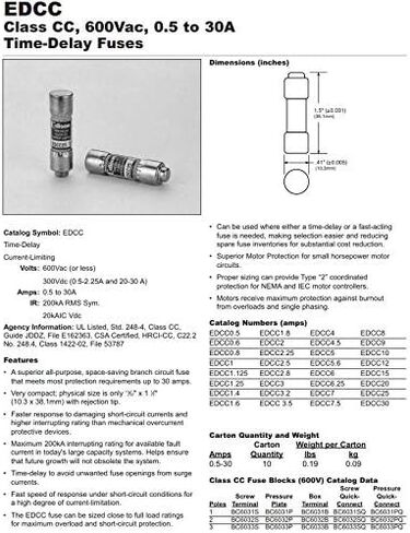 Edison EDCC15 Time Delay Current Limiting Fuse 15A 600V in Saudi Arabia