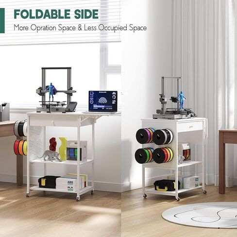𝐘𝐮𝐦𝐤𝐟𝐨𝐢 3D Printer Stand with 40 PCS Filament Storage, Rolling 3D Printer Table Workstation Desk Cart Rack, 3D Printer Accessories for 3D Printing Studio Home Office Workshop in Kuwait