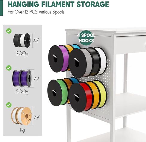 𝐘𝐮𝐦𝐤𝐟𝐨𝐢 3D Printer Stand with 40 PCS Filament Storage, Rolling 3D Printer Table Workstation Desk Cart Rack, 3D Printer Accessories for 3D Printing Studio Home Office Workshop in Kuwait