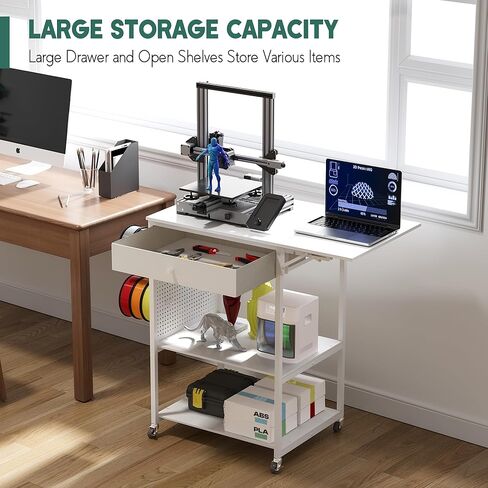 𝐘𝐮𝐦𝐤𝐟𝐨𝐢 3D Printer Stand with 40 PCS Filament Storage, Rolling 3D Printer Table Workstation Desk Cart Rack, 3D Printer Accessories for 3D Printing Studio Home Office Workshop in Kuwait