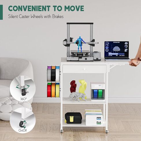 𝐘𝐮𝐦𝐤𝐟𝐨𝐢 3D Printer Stand with 40 PCS Filament Storage, Rolling 3D Printer Table Workstation Desk Cart Rack, 3D Printer Accessories for 3D Printing Studio Home Office Workshop in Kuwait