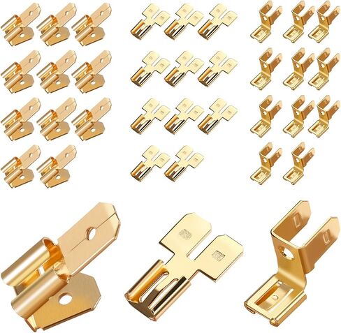 36pcs Electrical Connectors Kit, Includes 12pcs Double Spade Connectors 12pcs Piggyback Spade Connectors 12pcs Chair Terminal Adapters Brass Connectors Terminal Kit in Saudi Arabia