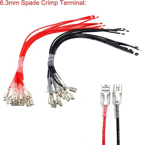 60 Pcs Speaker Wire Connectors, 2.8mm 4.8mm 6.3mm Quick Splice Female Spade Connectors Terminals with Insulating Sleeve and 25cm Length Red and Black Cables for Car Boat in Saudi Arabia