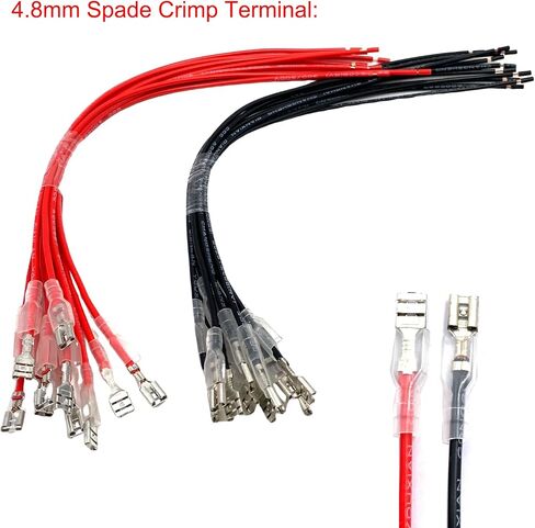 60 Pcs Speaker Wire Connectors, 2.8mm 4.8mm 6.3mm Quick Splice Female Spade Connectors Terminals with Insulating Sleeve and 25cm Length Red and Black Cables for Car Boat in Saudi Arabia