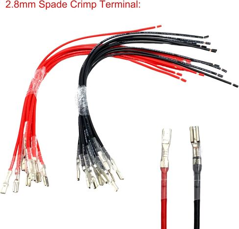 60 Pcs Speaker Wire Connectors, 2.8mm 4.8mm 6.3mm Quick Splice Female Spade Connectors Terminals with Insulating Sleeve and 25cm Length Red and Black Cables for Car Boat in Saudi Arabia