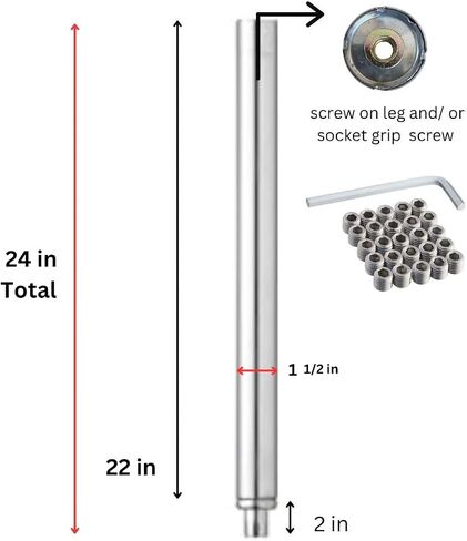 24" inch Fully Stainless Steel Table Legs with Bullet Feet – Heavy-Duty, Adjustable, Set of 4 in Saudi Arabia