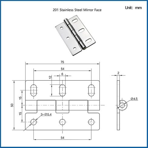 Asymmetric Waist Hole Hinge 304 Stainless Steel 1Pcs(304 SS-Brushed-Large) in Saudi Arabia