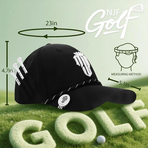 NJF Golf Hat Men - قبعات غولف رجالي قابلة للتنفس ، قبعة قابلة للتعديل حبل Snapback ، قبعة مريحة مع حامل الإنطلاق in Saudi Arabia