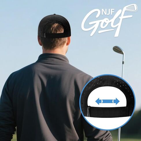NJF Golf Hat Men - قبعات غولف رجالي قابلة للتنفس ، قبعة قابلة للتعديل حبل Snapback ، قبعة مريحة مع حامل الإنطلاق in Saudi Arabia