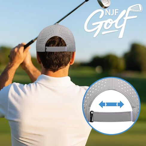 NJF Golf Hat Men - قبعات غولف رجالي قابلة للتنفس ، قبعة قابلة للتعديل حبل Snapback ، قبعة مريحة مع حامل الإنطلاق in Kuwait