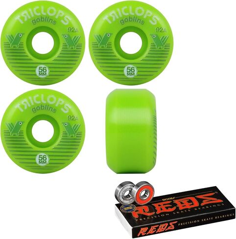 Triclops Skateboard Wheels Goblin 56mm 92a مع Bones Reds Bearings in Saudi Arabia