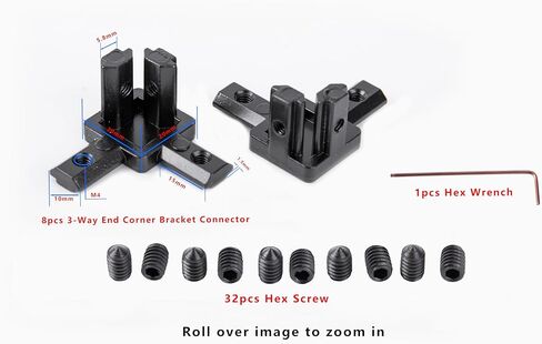 8 Sets of 2020 Series Aluminum Profile Accessories with 3-Way Right Angle connectors (Black) Suitable for 6mm in Saudi Arabia