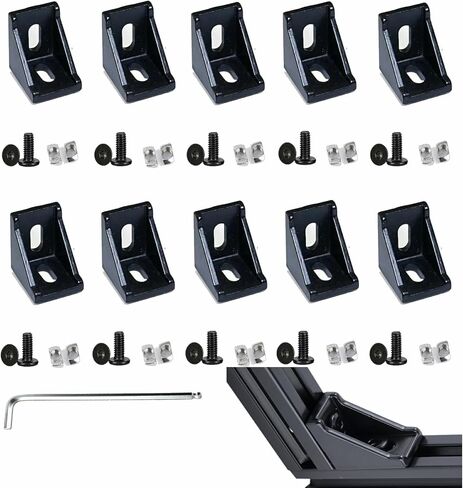 8 مجموعات من ملحقات ملف تعريف الألومنيوم من سلسلة 2020 مع موصلات الزاوية اليمنى ثلاثية (أسود) مناسبة ل 6 مم in Kuwait