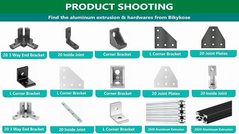8 مجموعات من ملحقات ملف تعريف الألومنيوم من سلسلة 2020 مع موصلات الزاوية اليمنى ثلاثية (أسود) مناسبة ل 6 مم in Kuwait