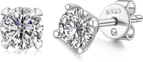 Moissanite Stud Earrings Rhodium Plated 925 Sterling Silver Earrings Moissanite Jewelry Gifts for Women Men in Saudi Arabia