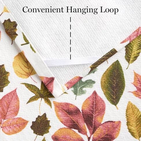 Martha Stewart Autumn Harvest Pumpkins Kitchen Towel 3-Pack Set, 100% Cotton with Absorbent Terrycloth, Decorative Kitchen Towels, Orange/Green/Ivory, 16"x28" in Saudi Arabia