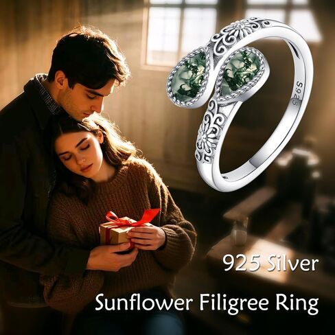 925 Sterling Silver Moonstone Rings للنساء قابلة للتعديل عباد الشمس حلقة الإبهام خمر ملعقة المجوهرات هدايا in Kuwait