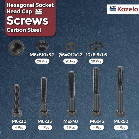 240pcs m5 socket cap cap procks kit nuts kits - [m5x30/35/45/45/50mm] in Kuwait