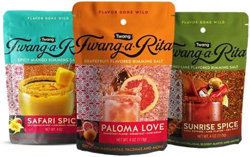 Twang-A-Rita Cocktail Rimming Salt Blend, Savory Variety, 4 Ounce Pouch (Set of 3) 1 Each: Chile Lime, Grapefruit, Mango in Saudi Arabia