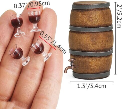 أودوريا دمية بيرة برميل وأكواب: 5pcs 1/12 مقياس مصغرة الويسكي الشيخوخة براميل للحديقة الريفية مزرعة مطعم مطعم عتي in Saudi Arabia