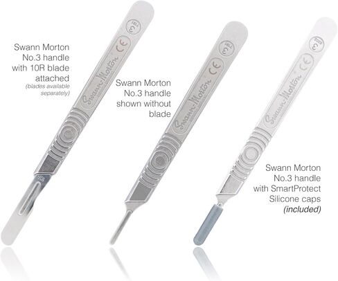 مقبض Scalpel Swann Morton No 3 للشفرات 10 و 10R و 11 و 15 و 15A لحمل شفرة الفولاذ المقاوم للصدأ و 2 حماة مقبض Scalple in Saudi Arabia