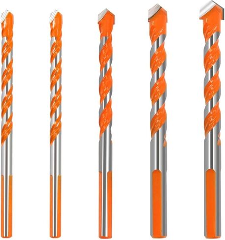 5Pcs Drill Bits Set Multifunctional Concrete Tile Glass Ceramic Brick Wood Plastic 6/8/10/12mm Carbide Tipped Bit(12mm(5PCS)) in Saudi Arabia