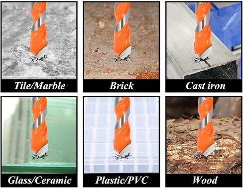 5Pcs Drill Bits Set Multifunctional Concrete Tile Glass Ceramic Brick Wood Plastic 6/8/10/12mm Carbide Tipped Bit(12mm(5PCS)) in Saudi Arabia