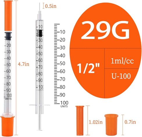 محاقن 1ML/CC مع 29G 1/2 "(13 مم) الإبرة ، و 30pack مختبر لوازم ملفوفة بشكل فردي (1cc 29g 1/2" -30pack) in Kuwait