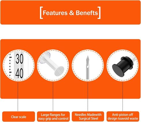 محاقن 1ML/CC مع 29G 1/2 "(13 مم) الإبرة ، و 30pack مختبر لوازم ملفوفة بشكل فردي (1cc 29g 1/2" -30pack) in Kuwait