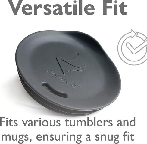 Reusable Coffee Cup Silicone Lid – Fits Most Tumbler, Water Bottle, & Ceramic Coffee Mug Between 2⅝"-2⅞" – Dishwasher-Safe Travel Mug Lid keeps your beverage in your mug (Small - Grey) in Saudi Arabia