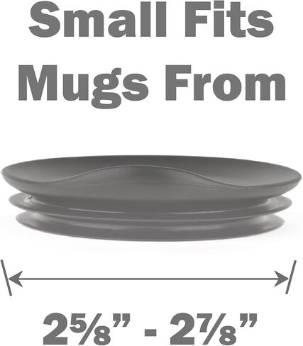 Reusable Coffee Cup Silicone Lid – Fits Most Tumbler, Water Bottle, & Ceramic Coffee Mug Between 2⅝"-2⅞" – Dishwasher-Safe Travel Mug Lid keeps your beverage in your mug (Small - Grey) in Saudi Arabia