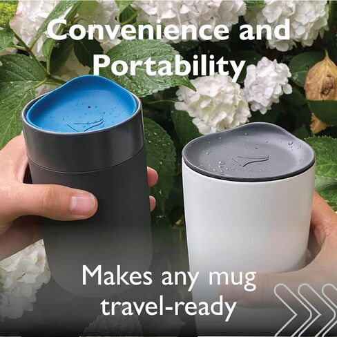 Reusable Coffee Cup Silicone Lid – Fits Most Tumbler, Water Bottle, & Ceramic Coffee Mug Between 2⅝"-2⅞" – Dishwasher-Safe Travel Mug Lid keeps your beverage in your mug (Small - Grey) in Saudi Arabia