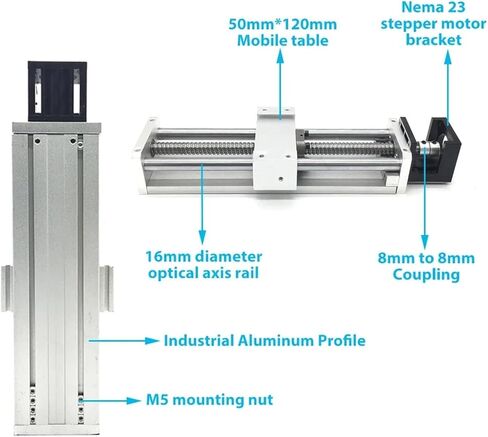 120 غلاف الغبار الواسع دليل الجدول السكك الحديدية الجدول شبه المرفق وحدة انزلاق الجدول يدوي المحور البصري 100 ~ 500mm السكتة الدماغية x y zaxis (60 شريحة محرك) in Kuwait