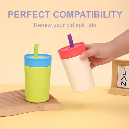 Compatible with Owala Kids Replacement Lid,Silicone Replacement Lid Fit for Owala Kids Insulation Stainless Steel Tumbler 12 Oz 15 Oz,with Spill Resistant Flexible Straw,Dishwasher Safe,Green,2Set. in Kuwait