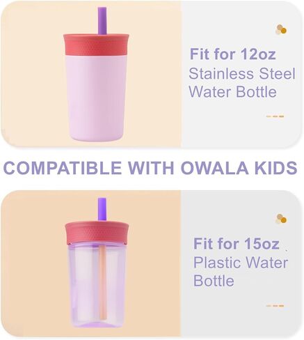 Compatible with Owala Kids Replacement Lid,Silicone Replacement Lid Fit for Owala Kids Insulation Stainless Steel Tumbler 12 Oz 15 Oz,with Spill Resistant Flexible Straw,Dishwasher Safe,Green,2Set. in Kuwait