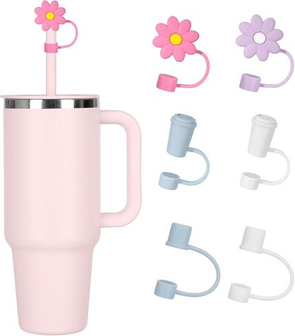 6 PCS Caps Cap for Hydroflask Tumbler 32 OZ و 40 OZ ، 0.4 في Silicone Straws Topper for Hydro Flask Press-In Lid ، Proof in Kuwait