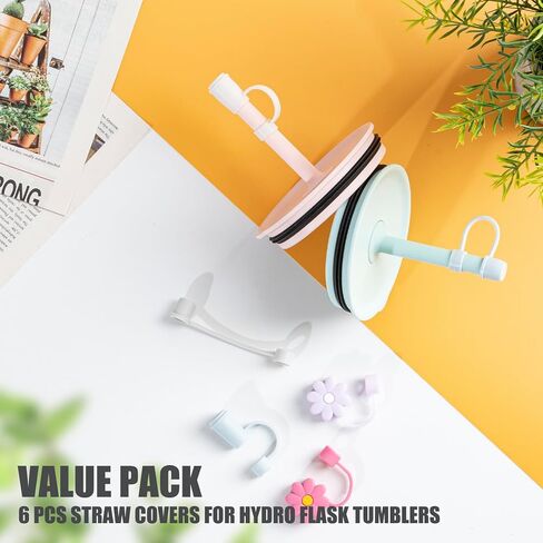 6 PCS Caps Cap for Hydroflask Tumbler 32 OZ و 40 OZ ، 0.4 في Silicone Straws Topper for Hydro Flask Press-In Lid ، Proof in Kuwait