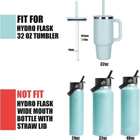 6 PCS Caps Cap for Hydroflask Tumbler 32 OZ و 40 OZ ، 0.4 في Silicone Straws Topper for Hydro Flask Press-In Lid ، Proof in Kuwait