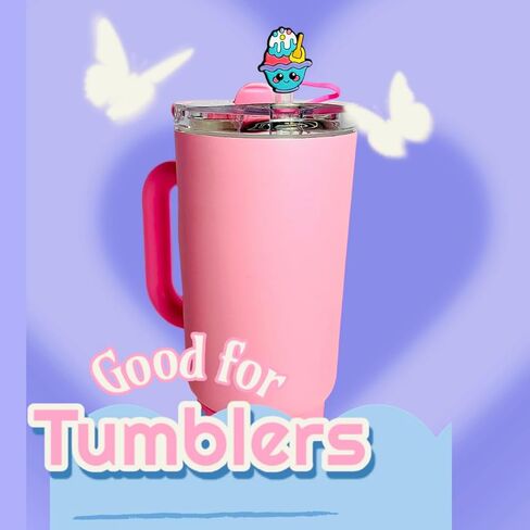 قش سيليكون 6 عبوات متوافق مع Stanley 30oz و 40oz Tumblers و Gater Bottle-قبعات القش القابلة لإعادة الاستخدام وأغطية أعلى ، مقاومة للأغبار ، ملحقات كأس ستانلي لطيف وردي in Saudi Arabia