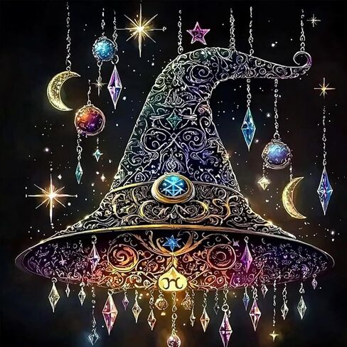 Genius maker Halloween Diamond Painting Kits for Adults, Witches 5D Diamond Art Kits for Beginners DIY Full Drill Gem Art Diamonds Painting Pictures DIY Crafts Kit for Wall Decor 12x16inch in Saudi Arabia